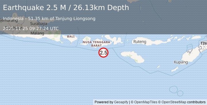 Earthquake Sumbawa Region, Indonesia (2.6 M) (2025-11-25 09:27:25 UTC)