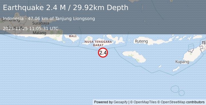 Earthquake Sumbawa Region, Indonesia (2.5 M) (2025-11-25 11:05:29 UTC)