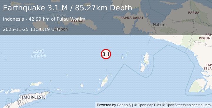 Earthquake Banda Sea (3.1 M) (2025-11-25 11:30:19 UTC)