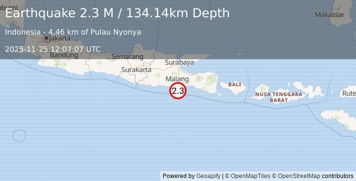 Earthquake Java, Indonesia (2.6 M) (2025-11-25 12:07:11 UTC)