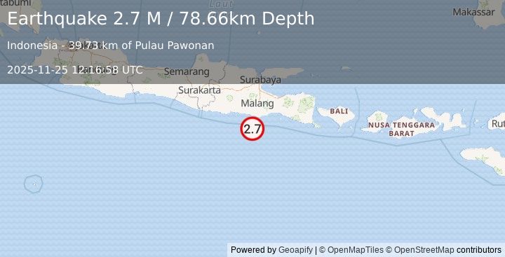 Earthquake Java, Indonesia (2.6 M) (2025-11-25 12:16:59 UTC)