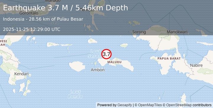 Earthquake Ceram Sea (3.7 M) (2025-11-25 12:29:00 UTC)
