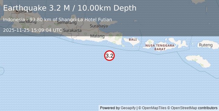 Earthquake South of Java, Indonesia (3.5 M) (2025-11-25 15:09:04 UTC)