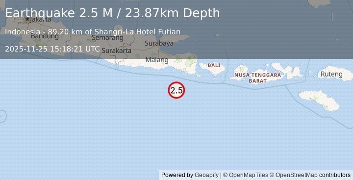 Earthquake South of Java, Indonesia (2.6 M) (2025-11-25 15:18:20 UTC)