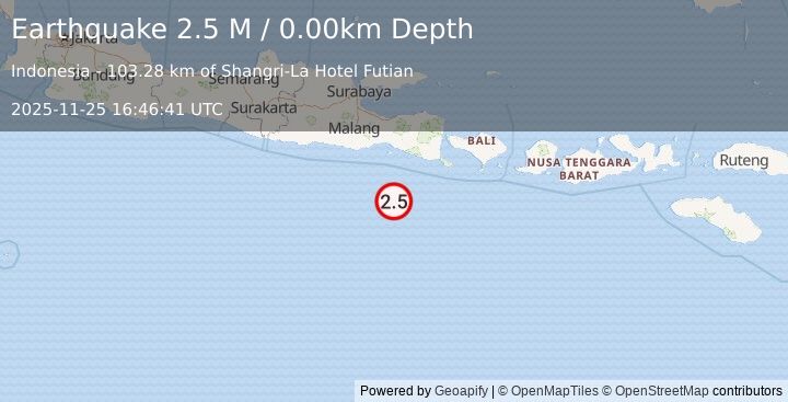 Earthquake South of Java, Indonesia (2.5 M) (2025-11-25 16:46:41 UTC)