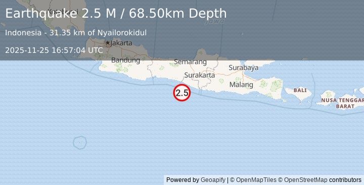 Earthquake Java, Indonesia (2.1 M) (2025-11-25 16:57:05 UTC)