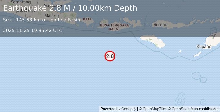 Earthquake South of Sumbawa, Indonesia (2.8 M) (2025-11-25 19:35:42 UTC)