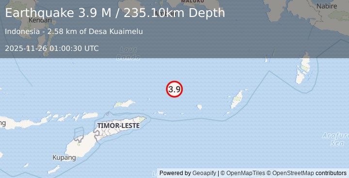 Earthquake Banda Sea (3.9 M) (2025-11-26 01:00:31 UTC)