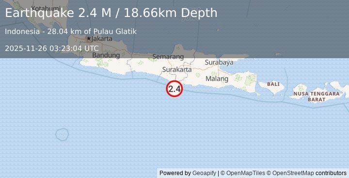 Earthquake Java, Indonesia (2.4 M) (2025-11-26 03:23:04 UTC)