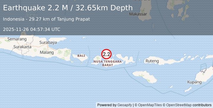 Earthquake Sumbawa Region, Indonesia (2.2 M) (2025-11-26 04:57:34 UTC)