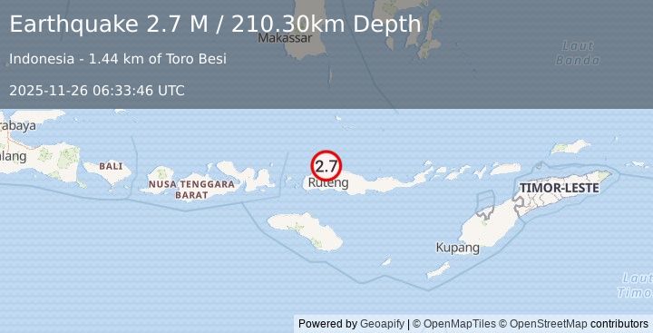 Earthquake Flores Region, Indonesia (2.7 M) (2025-11-26 06:33:46 UTC)