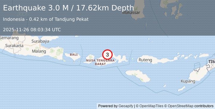Earthquake Sumbawa Region, Indonesia (3.0 M) (2025-11-26 08:03:34 UTC)