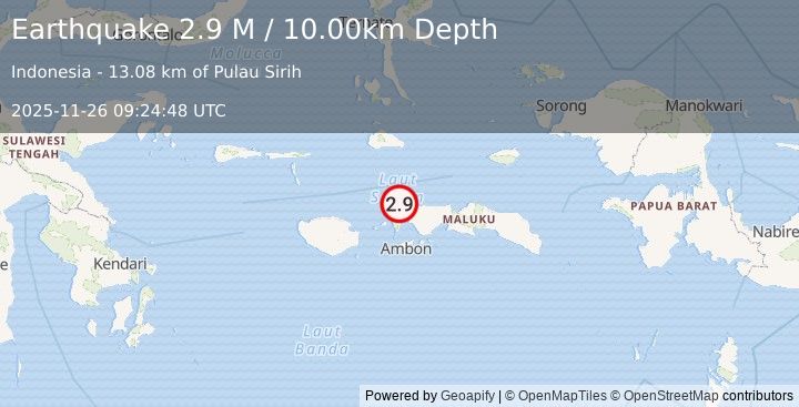 Earthquake Ceram Sea (2.9 M) (2025-11-26 09:24:48 UTC)