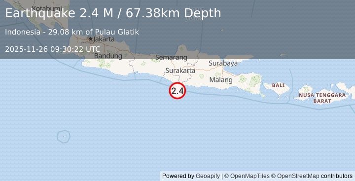 Earthquake Java, Indonesia (2.0 M) (2025-11-26 09:30:21 UTC)
