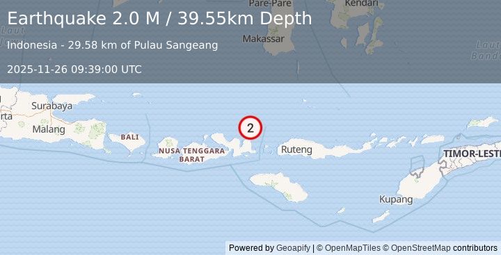 Earthquake Flores Sea (2.0 M) (2025-11-26 09:39:00 UTC)