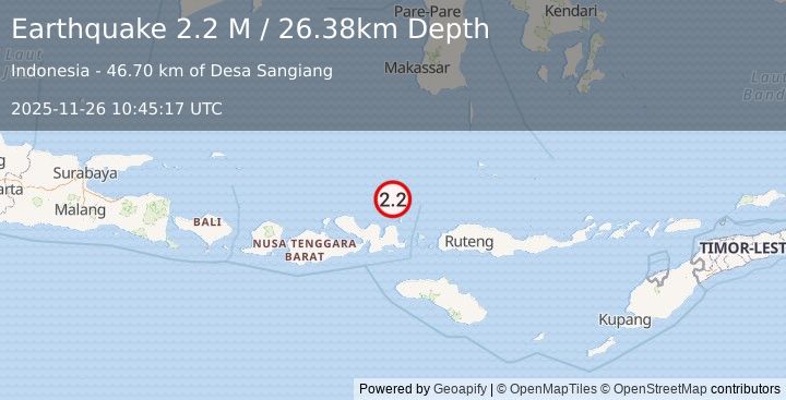 Earthquake Flores Sea (2.2 M) (2025-11-26 10:45:17 UTC)