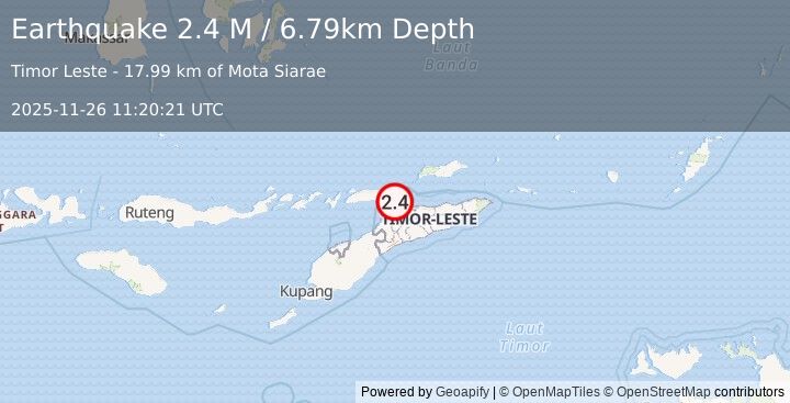 Earthquake Timor Region (2.4 M) (2025-11-26 11:20:21 UTC)