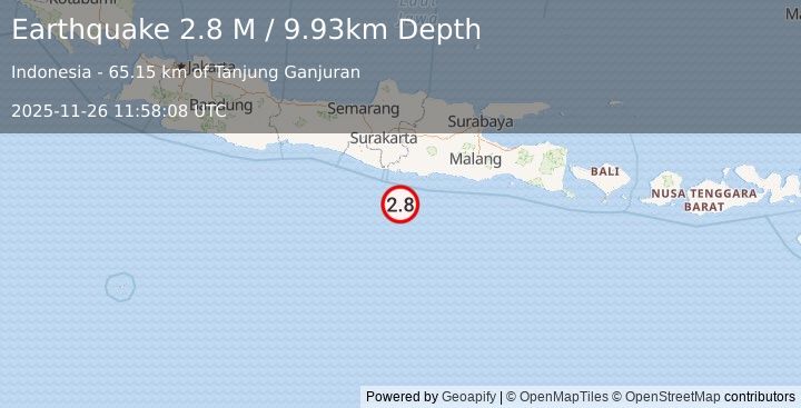 Earthquake Java, Indonesia (2.8 M) (2025-11-26 11:58:06 UTC)