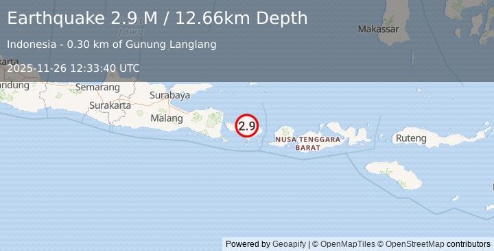 Earthquake Bali Region, Indonesia (2.9 M) (2025-11-26 12:33:40 UTC)