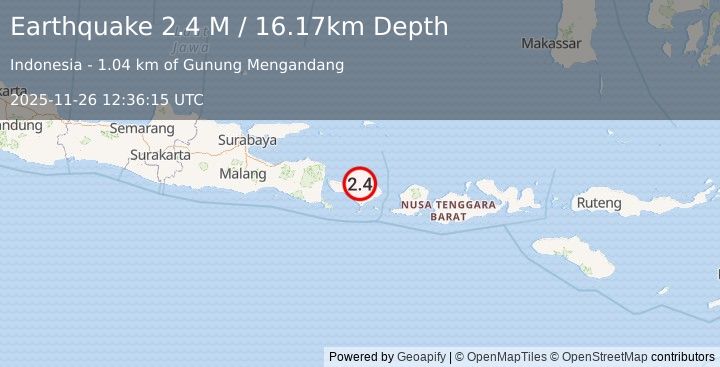 Earthquake Bali Region, Indonesia (2.4 M) (2025-11-26 12:36:16 UTC)