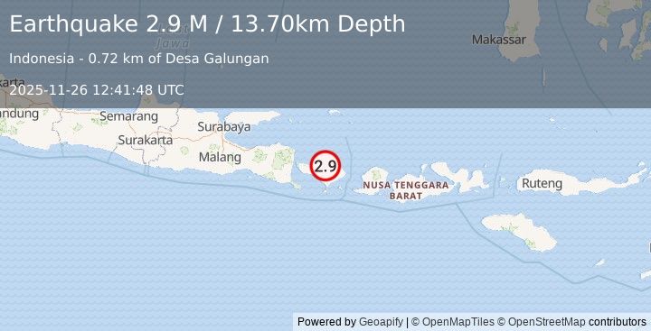 Earthquake Bali Region, Indonesia (2.8 M) (2025-11-26 12:41:49 UTC)
