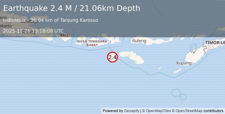 Earthquake Sumbawa Region, Indonesia (2.4 M) (2025-11-26 13:18:09 UTC)