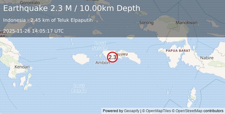 Earthquake Seram, Indonesia (2.3 M) (2025-11-26 14:05:17 UTC)