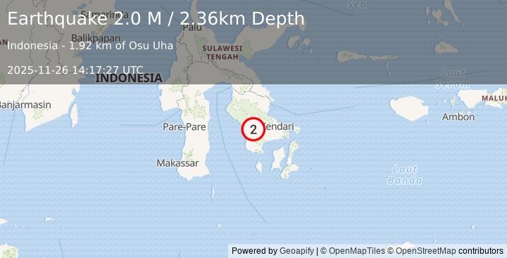 Earthquake Java, Indonesia (2.6 M) (2025-11-26 14:17:09 UTC)