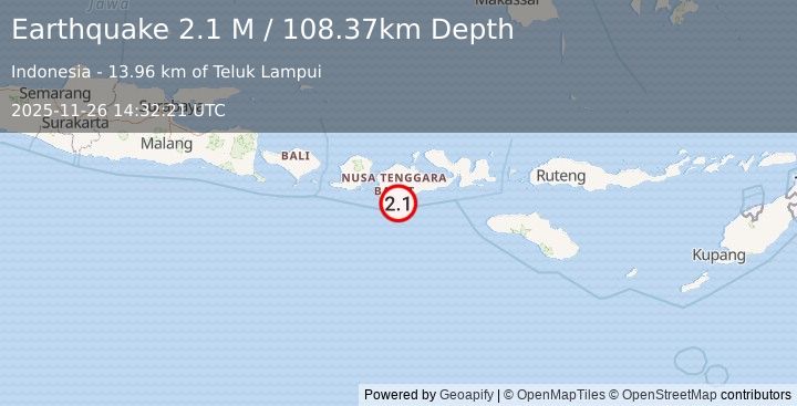 Earthquake Sumbawa Region, Indonesia (2.1 M) (2025-11-26 14:32:21 UTC)