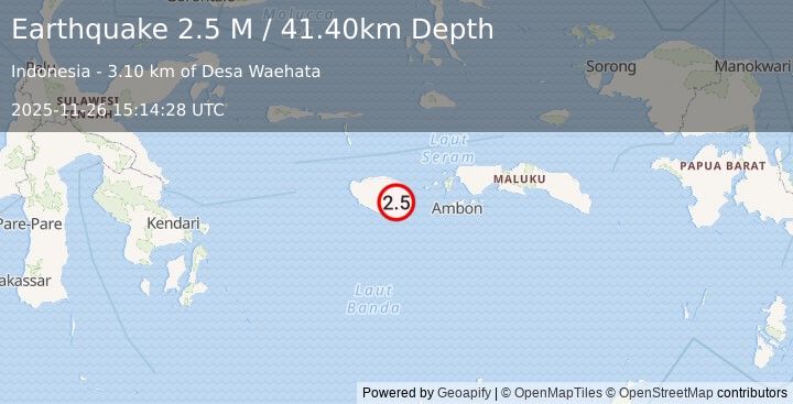 Earthquake Buru, Indonesia (2.9 M) (2025-11-26 15:14:27 UTC)