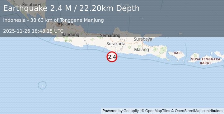 Earthquake Java, Indonesia (2.4 M) (2025-11-26 18:48:14 UTC)