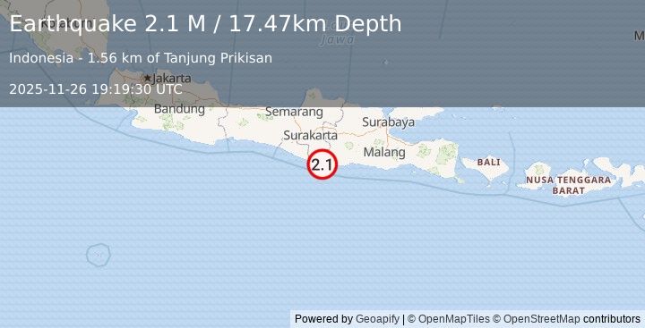Earthquake Java, Indonesia (2.1 M) (2025-11-26 19:19:30 UTC)