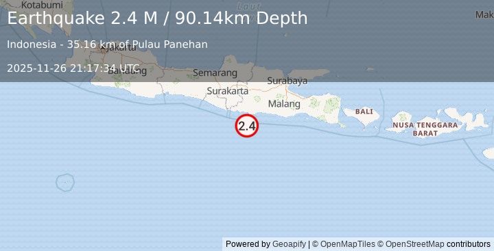 Earthquake Java, Indonesia (2.4 M) (2025-11-26 21:17:34 UTC)