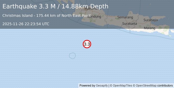 Earthquake Java, Indonesia (2.6 M) (2025-11-26 22:24:18 UTC)