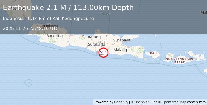 Earthquake South of Java, Indonesia (2.7 M) (2025-11-26 22:48:06 UTC)