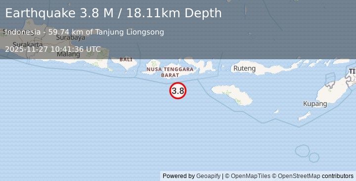 Earthquake Sumbawa Region, Indonesia (3.6 M) (2025-11-27 10:41:37 UTC)