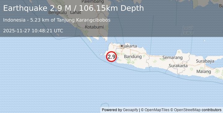 Earthquake Java, Indonesia (2.9 M) (2025-11-27 10:48:21 UTC)