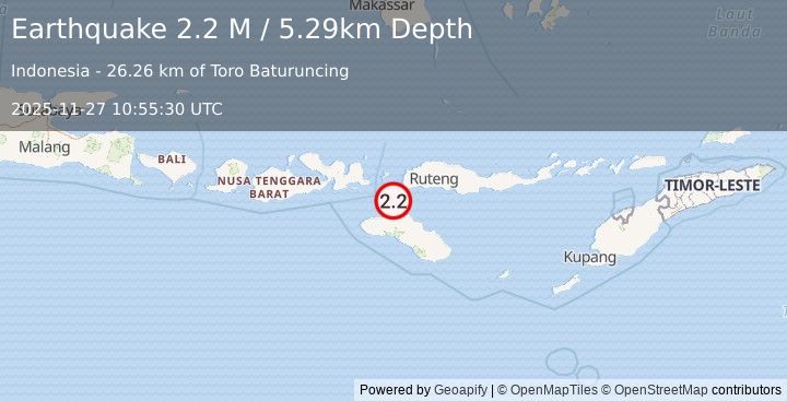 Earthquake Sumba Region, Indonesia (2.3 M) (2025-11-27 10:55:29 UTC)