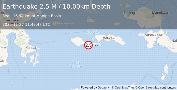 Earthquake Seram, Indonesia (2.8 M) (2025-11-27 11:43:49 UTC)