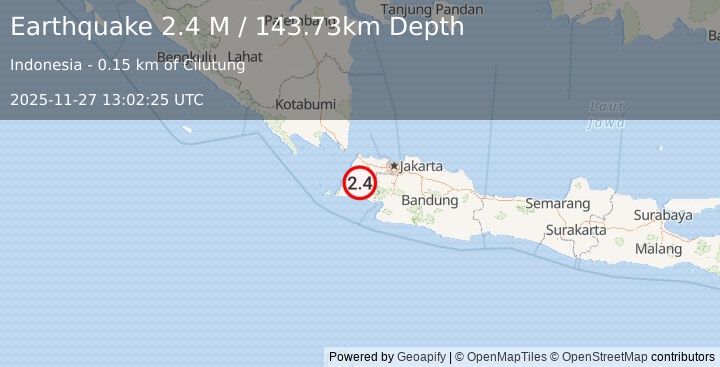 Earthquake Java, Indonesia (2.2 M) (2025-11-27 13:02:25 UTC)