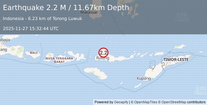 Earthquake Flores Region, Indonesia (2.2 M) (2025-11-27 15:32:44 UTC)