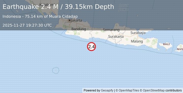 Earthquake Java, Indonesia (2.4 M) (2025-11-27 19:27:30 UTC)