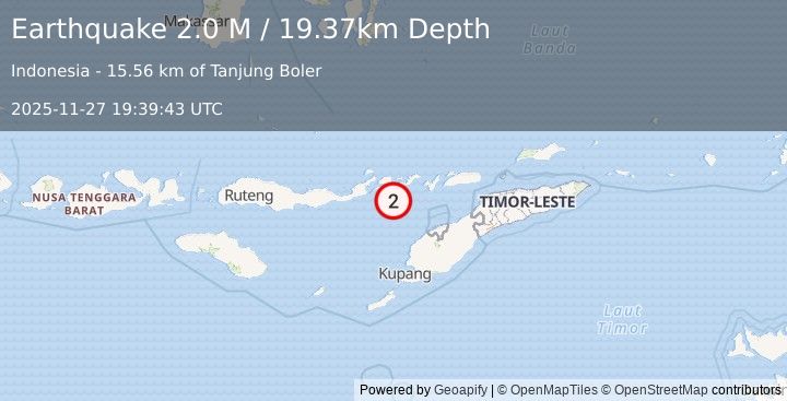 Earthquake Flores Region, Indonesia (2.0 M) (2025-11-27 19:39:43 UTC)