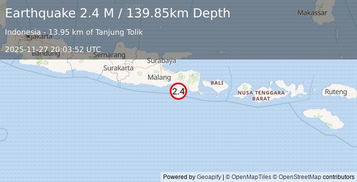 Earthquake Java, Indonesia (2.4 M) (2025-11-27 20:03:52 UTC)