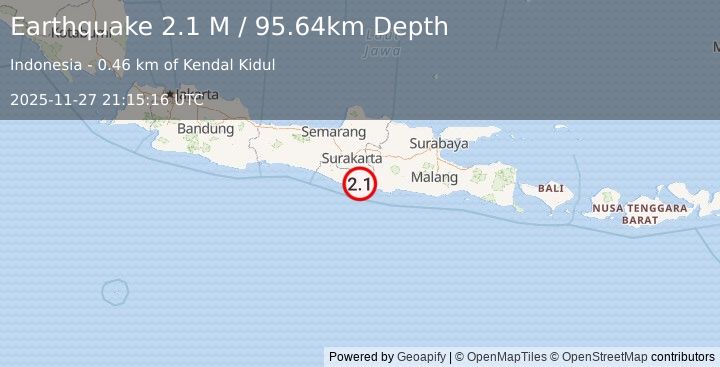 Earthquake Java, Indonesia (2.1 M) (2025-11-27 21:15:16 UTC)