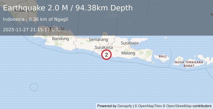 Earthquake Java, Indonesia (2.0 M) (2025-11-27 21:15:17 UTC)