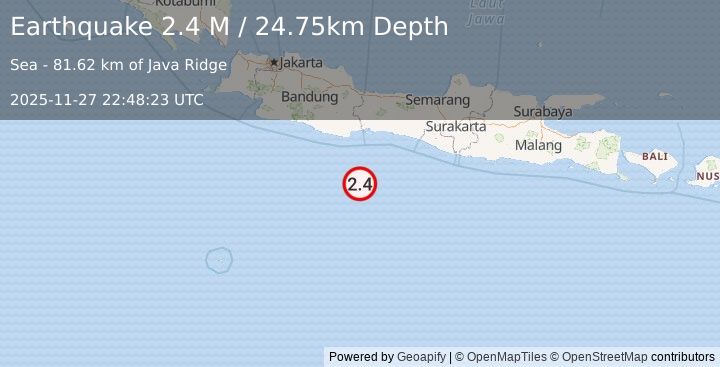 Earthquake Java, Indonesia (2.7 M) (2025-11-27 22:48:25 UTC)