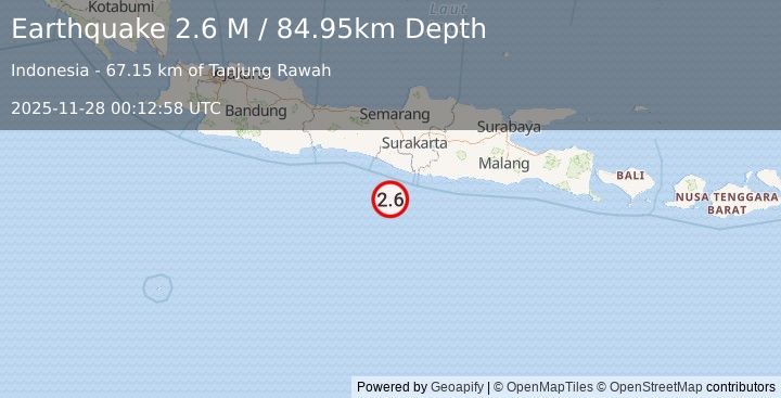 Earthquake Java, Indonesia (2.8 M) (2025-11-28 00:12:57 UTC)