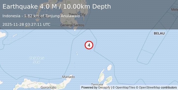 Earthquake Talaud Islands, Indonesia (3.5 M) (2025-11-28 03:27:10 UTC)