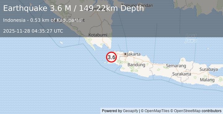 Earthquake Sunda Strait, Indonesia (4.2 M) (2025-11-28 04:35:27 UTC)